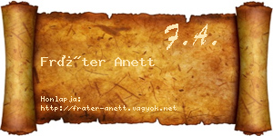Fráter Anett névjegykártya
