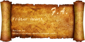 Fráter Anett névjegykártya